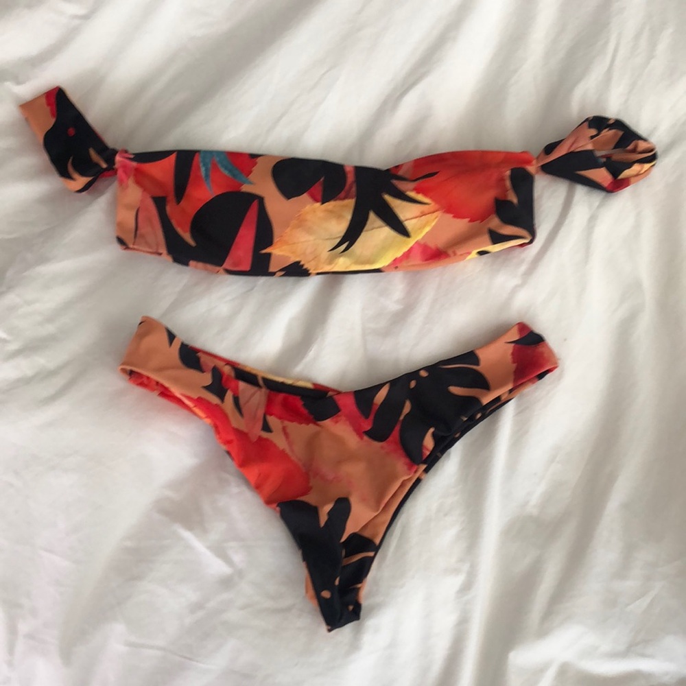 Tropical off the shoulder bikini